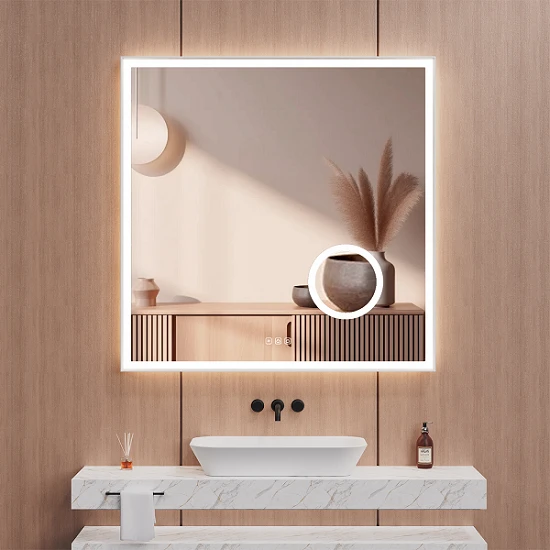 Wall Mounted Mirror With Dual Light Bars